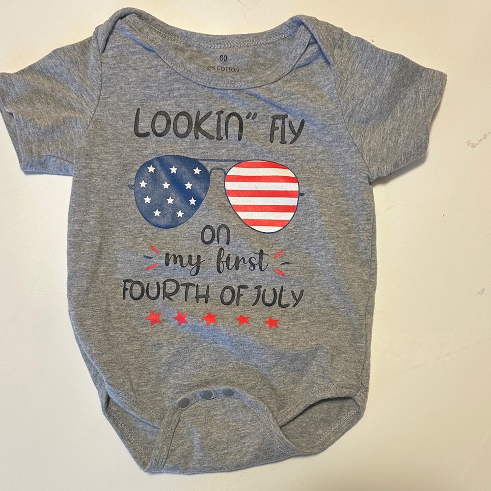 Gray Fourth of July Kids One Piece
